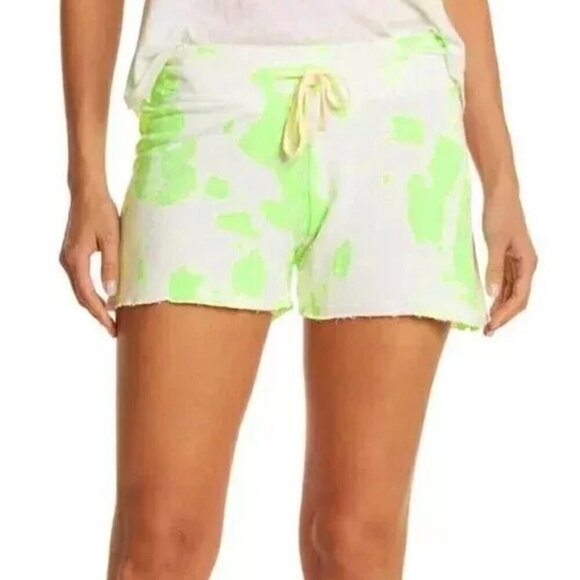 NWT Sundry Drawstring Waist Terry Sweat Shorts White Green Tie Dye - 0(XS) - Picture 1 of 9